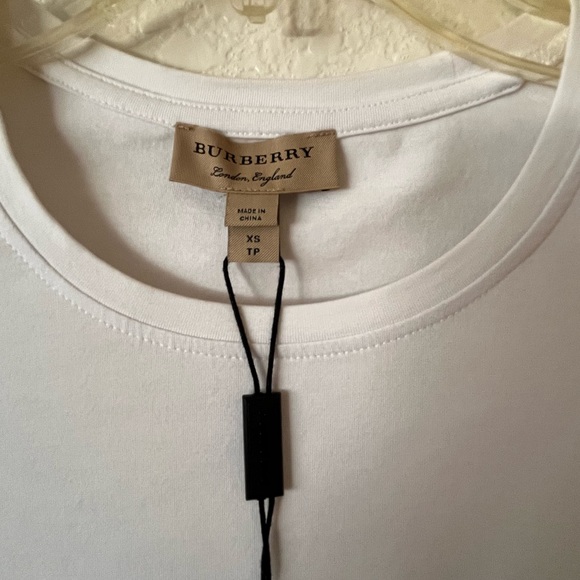 Burberry White T-Shirt with Tan Accents - Picture 3 of 5